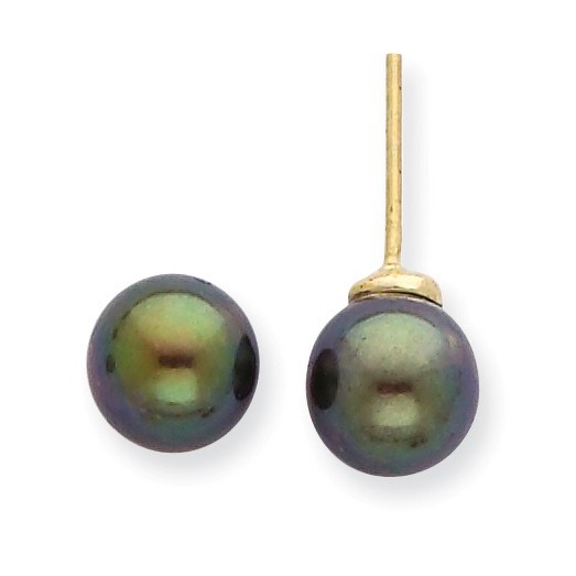 14k 7-8 mm Black Akoya Cultured Pearl Stud Earrings 14k 7-8 mm Black Akoya Cultured Pearl Stud Earrings